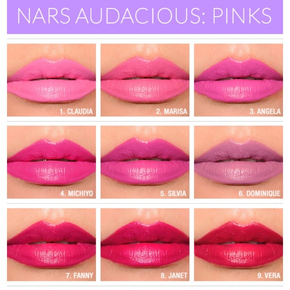 8 Shades! NARS Audacious Lipstick 💄 8x Sample Card! Rare Discontinued - Picture 9 of 16